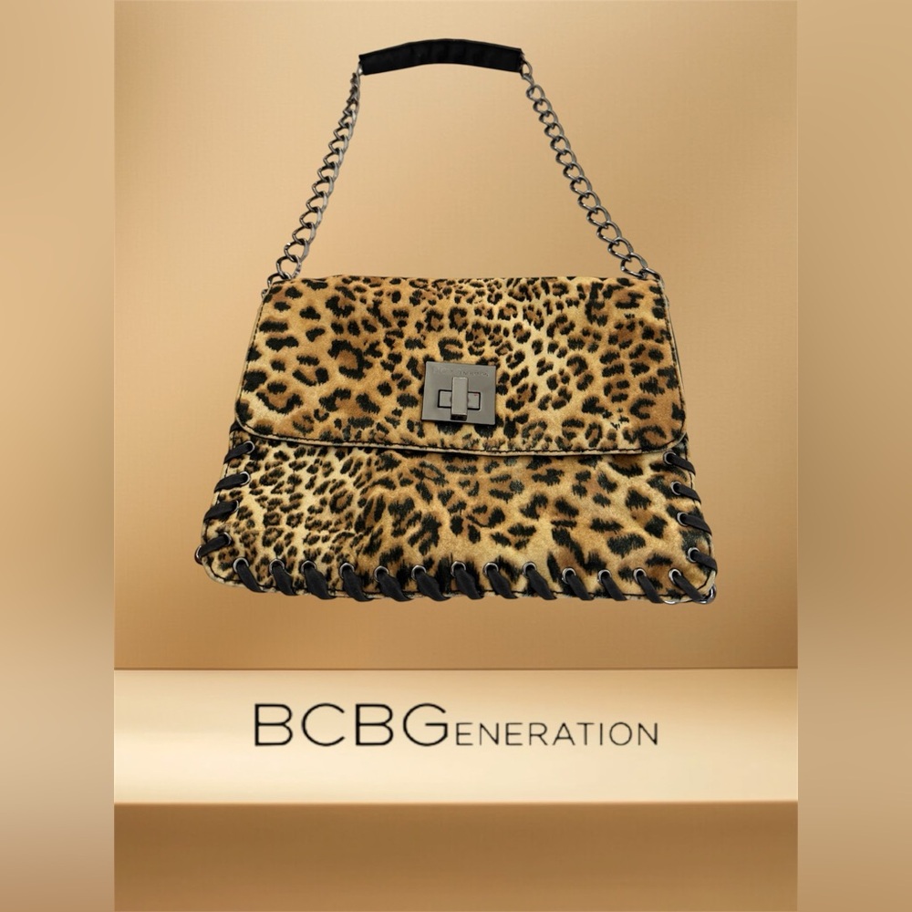 Sale Bcbgeneration Leopard Print Chain Envelope B… - image 2